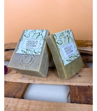Jabón Natural Arcilla verde y  Jojoba,250gr, REGULADOR ,piel GRASA