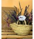 Capazo de palma con flores de lavanda y amaranto,  100% Mediterráneo !