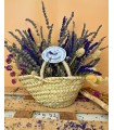 Capazo de palma con flores de lavanda y amaranto,  100% Mediterráneo !